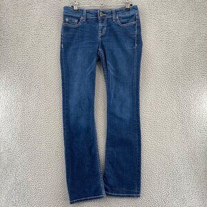 BKE Jeans Womens 26 Sabrina Blue Medium Wash Midrise Boot Stretch Contrast Trim